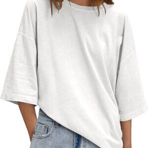 Womens Oversized Half Sleeve T-Shirts Summer Casual Crew Neck Tunic Tops Loose F
